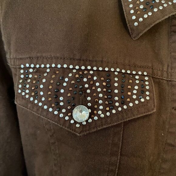 SML Sport Boho Western Studded 100% Cotton Shirt Jacket Women Size L - Picture 8 of 8